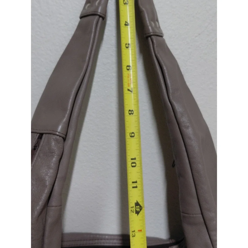 Vintage Genuine Leather Hobo Bag Taupe Gray Slouch Shoulder Purse Made in Mexico